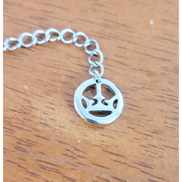 Crown Trifari Faceted Royal Blue Silvertone Chain Necklace Vintage Signed - Picture 3 of 4